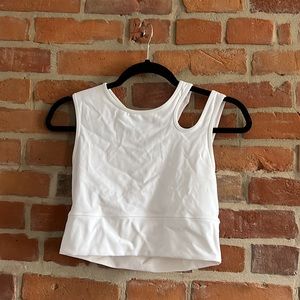 White Lululemon Cut Out Crop Tank